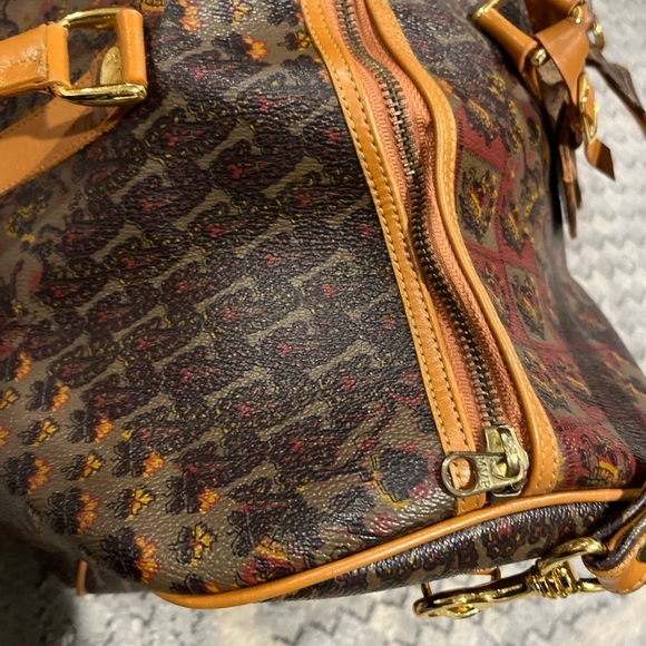 ESCADA Vintage Leather Boston Bag Leather Drum Bag Etro Handle And Strap - Picture 9 of 13